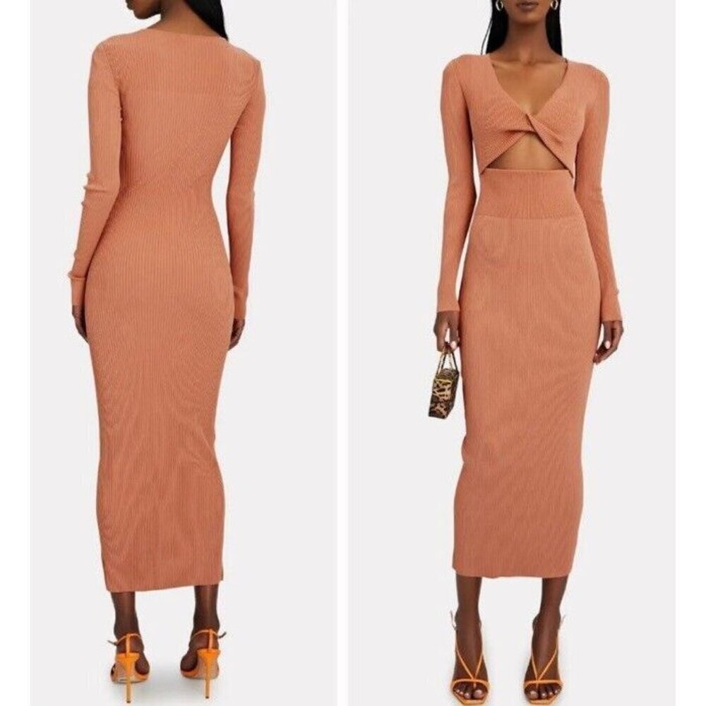A.L.C. XS Dress Madison Cutout Midi Sweater Knit Terracotta ALC Minimalist Fall